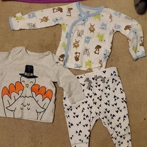 3mts Long sleeve baby shirts & 3-6m pants